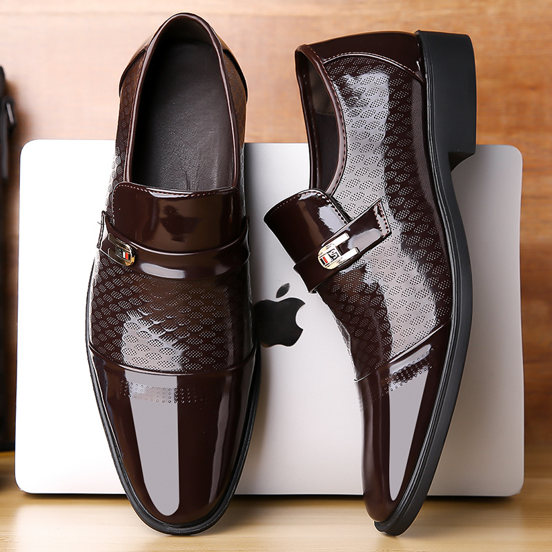 Men's Casual Shoes Suit Trend Leather Shoes Business Lacquered Pointed Toe