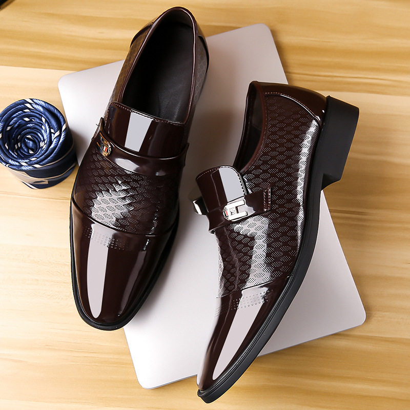 Men's Casual Shoes Suit Trend Leather Shoes Business Lacquered Pointed Toe