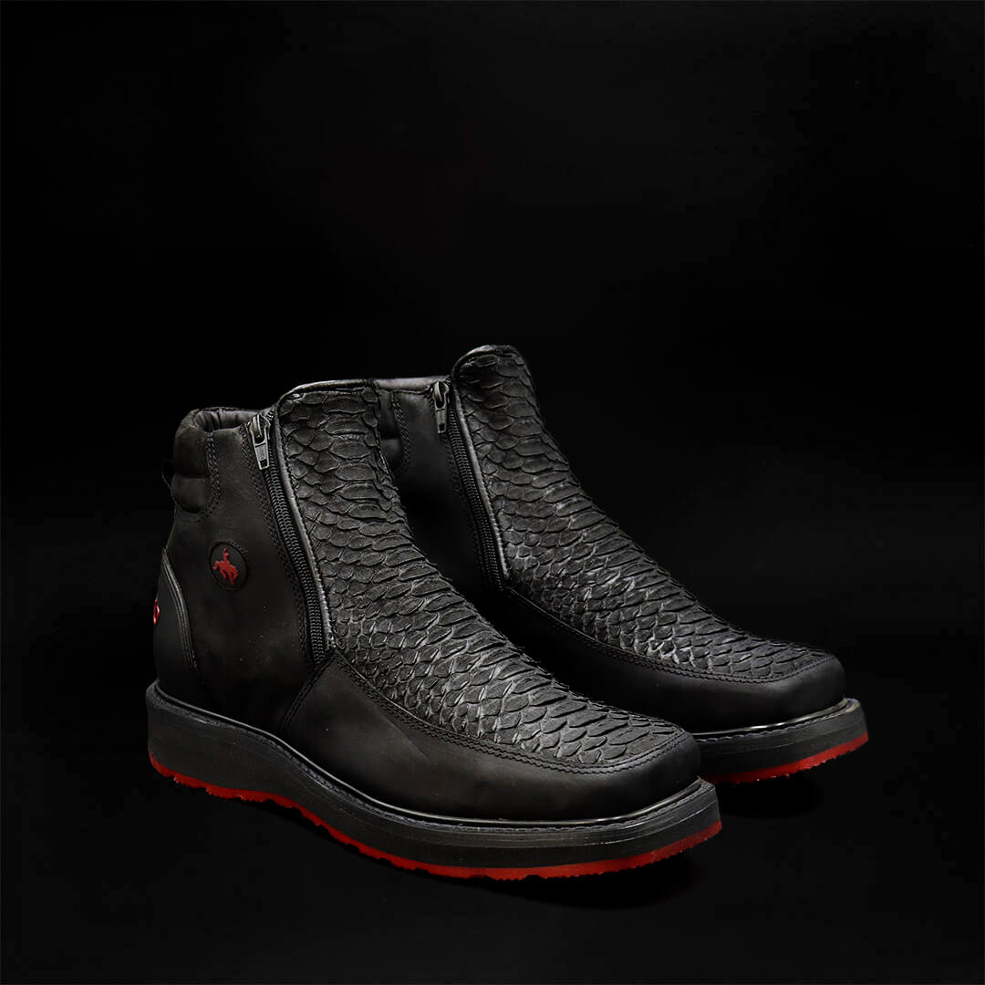 Double-Zip Python Ankle Boot