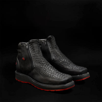 Double-Zip Python Ankle Boot