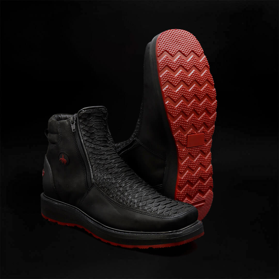 Double-Zip Python Ankle Boot