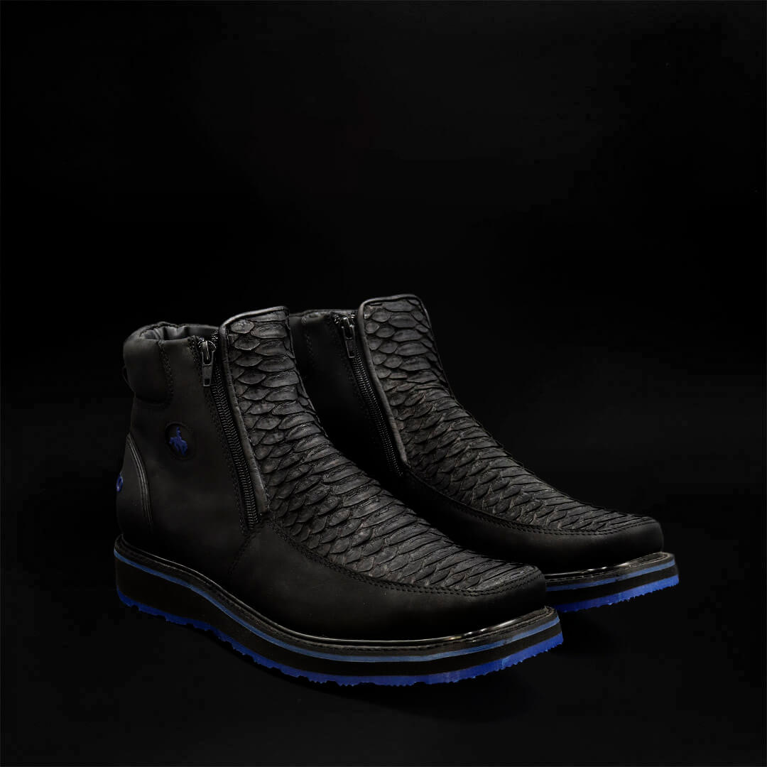 Double-Zip Python Ankle Boot