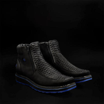 Double-Zip Python Ankle Boot