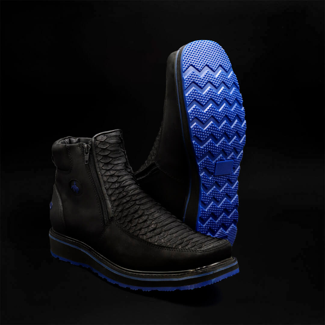 Double-Zip Python Ankle Boot