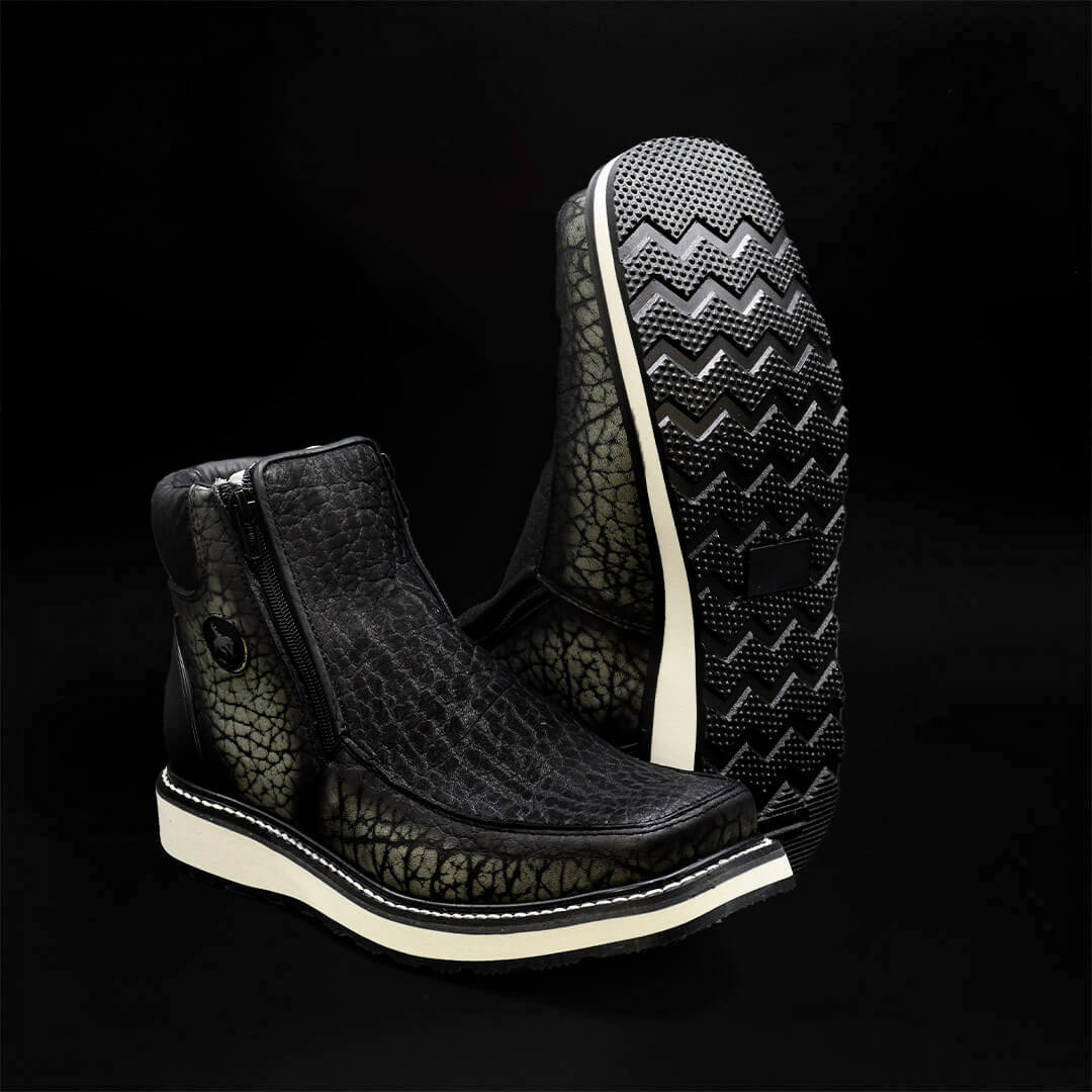 Double-Zip Gray Bull Collar Boot