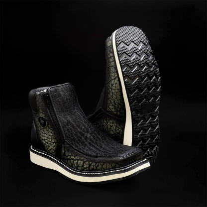 Double-Zip Gray Bull Collar Boot