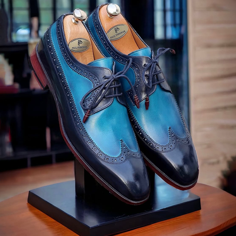 Men’s Blue Dual Tone Wingtip Derby Shoes