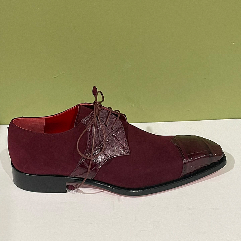 Fennix Italy Shoes Burgundy Dressy Suede Alligator