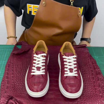 Burgundy Alligator Sneakers