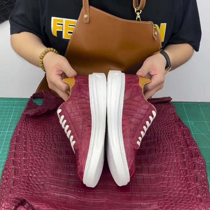Burgundy Alligator Sneakers