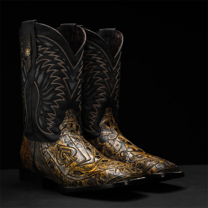 Men's Western Embroidered Square Boots