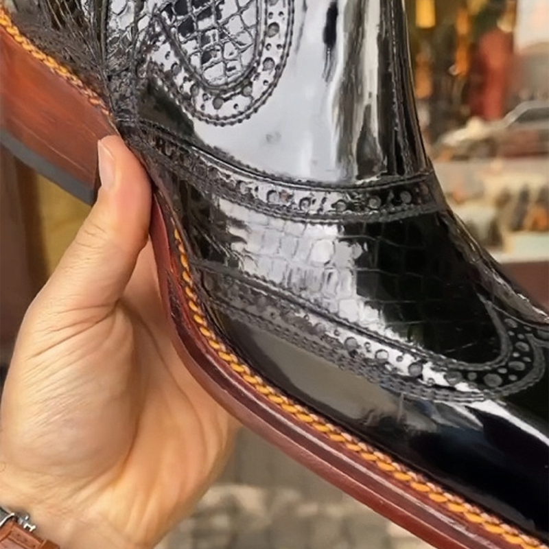 Men's Brisk-Heeled Leather Ankle Boots