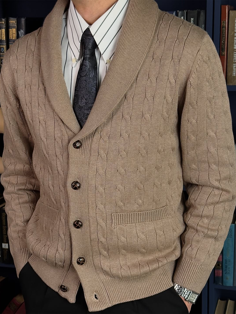Men's Knitted Casual Thick Sweater Cardigan