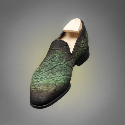Loafers Cut All Over Precious Leather - Charred Jungle Green-(Buy 2 Free Shipping✔️)