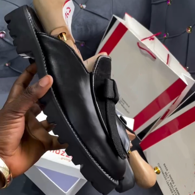 Handmade Cowhide Dress Half Slippers