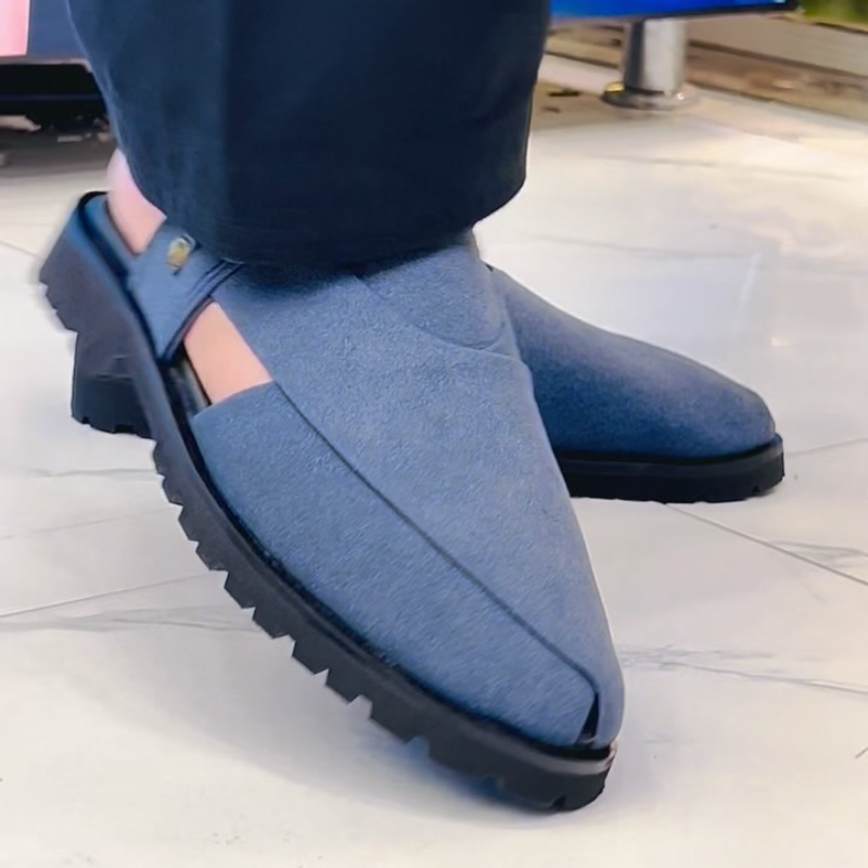 Handmade Blue Roman Slippers