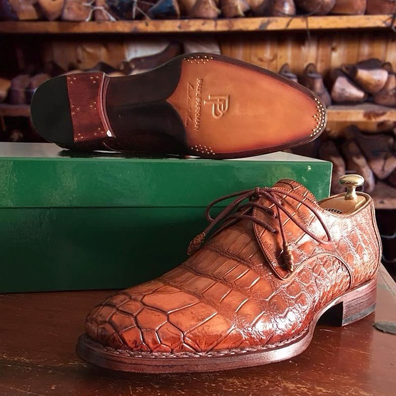 Custom-Made Genuine Crocodile Skin Goodyear Welted Derby Shoes