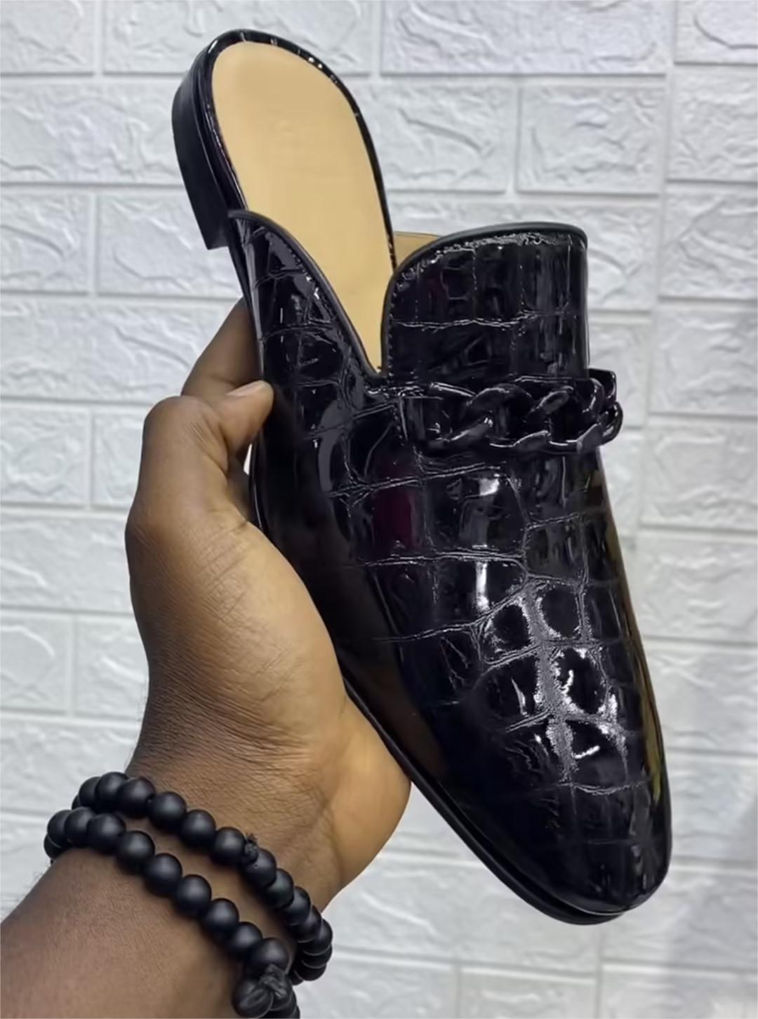 Top Quality Leather Pure Black Men's Shoes-(Buy 2 Free Shipping✔️)