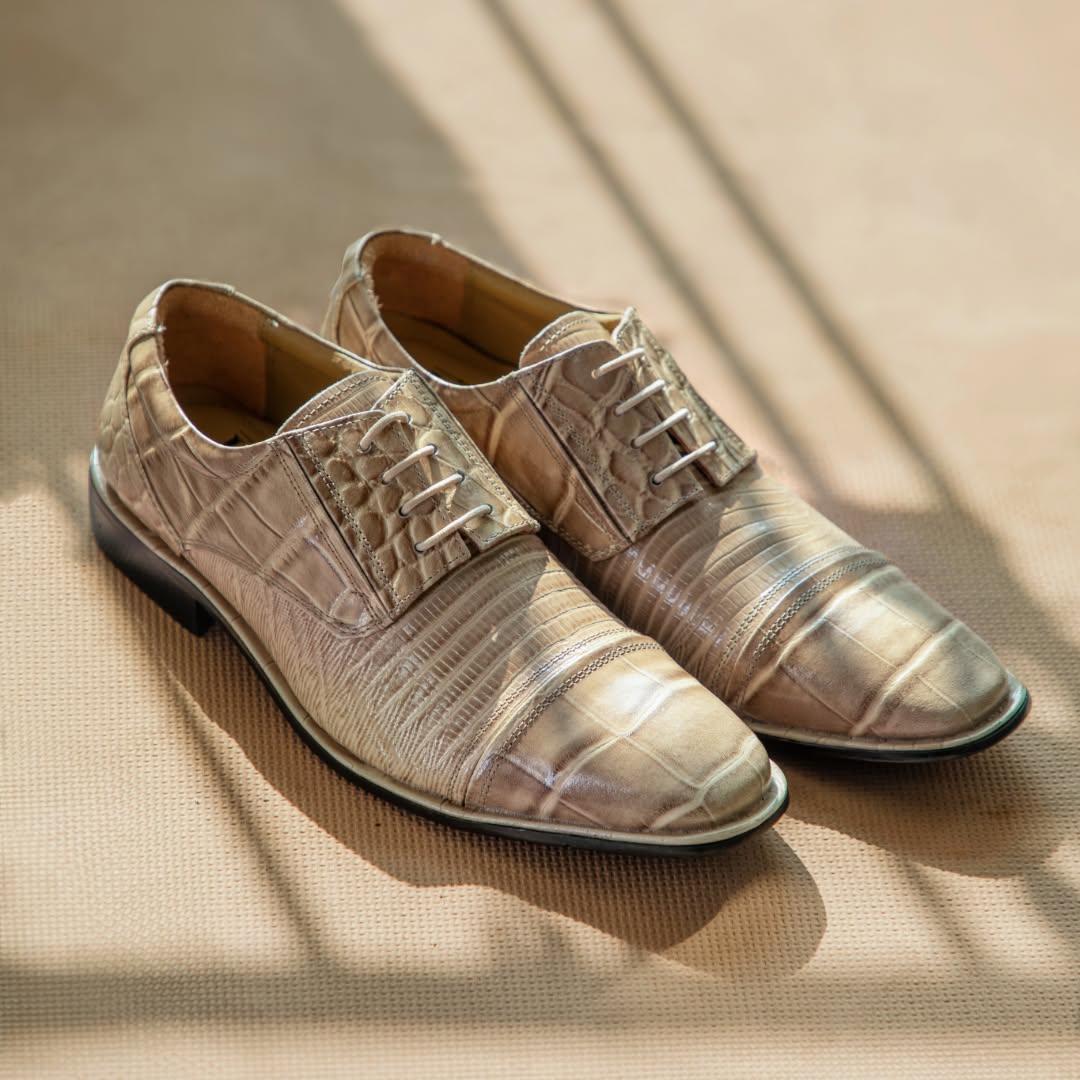 Beige Crocotile Grace Oxfords