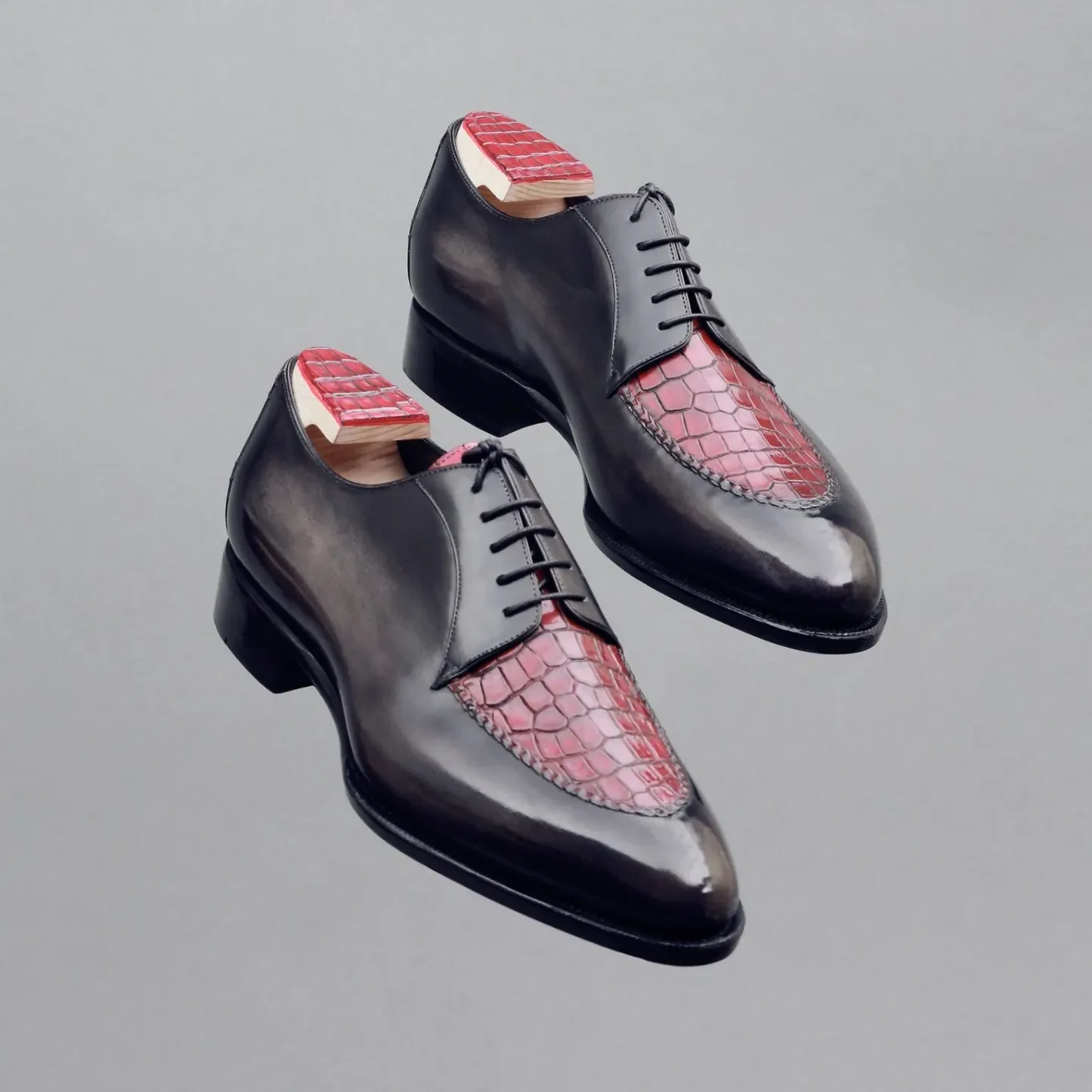 Charles Derby Shoes, Crocodile Vamp