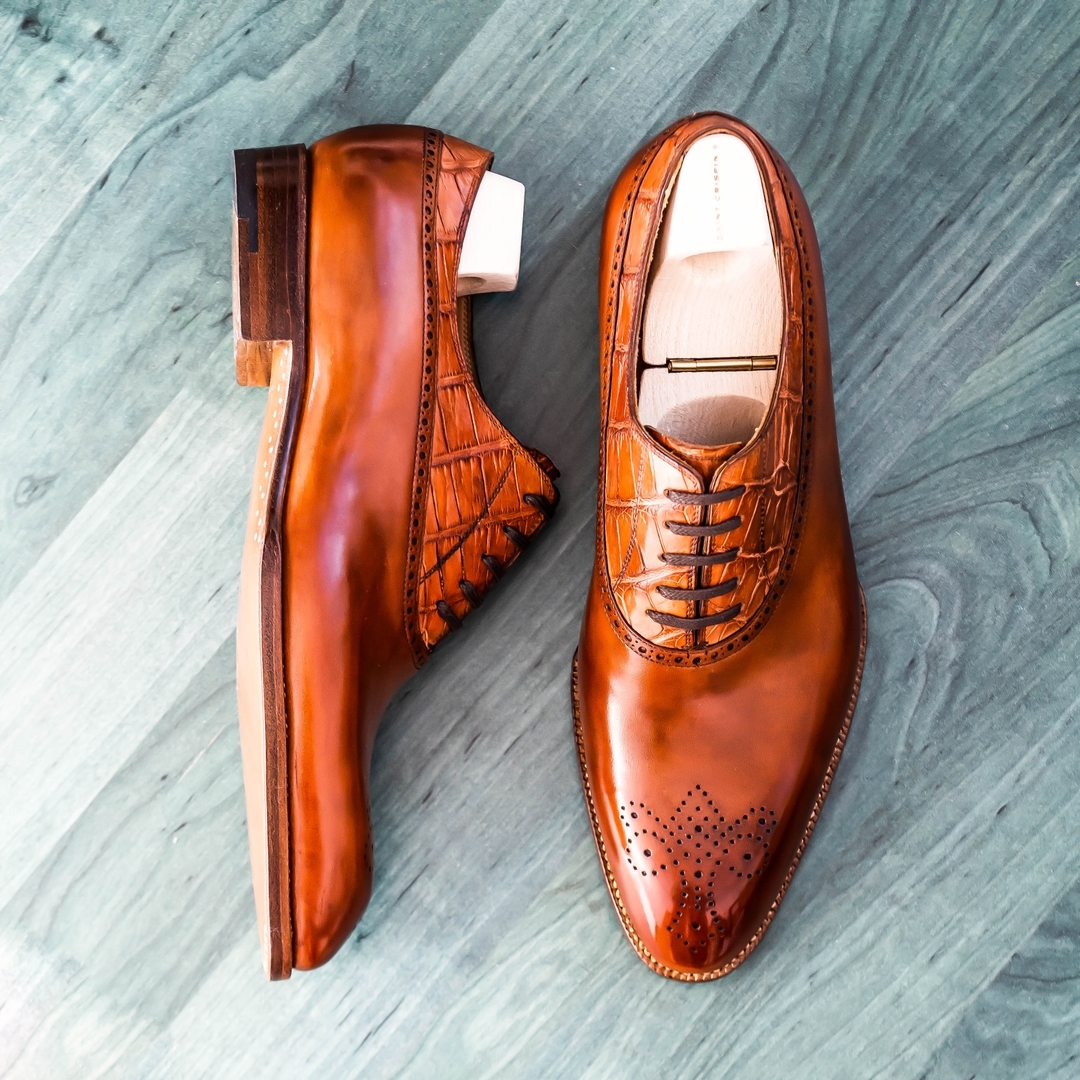 Luxurious Amber Leather Oxfords