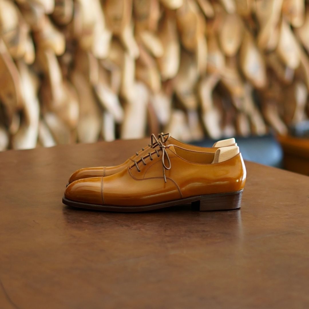 Just Completed - Bespoke Cap Oxford, Made In Our Exclusive  Custom Finish Tan Calf-(Buy 2 Free Shipping✔️)