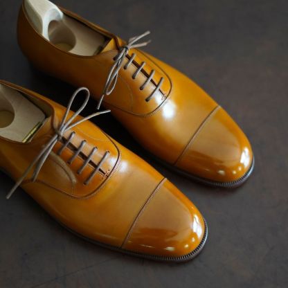 Just Completed - Bespoke Cap Oxford, Made In Our Exclusive  Custom Finish Tan Calf-(Buy 2 Free Shipping✔️)