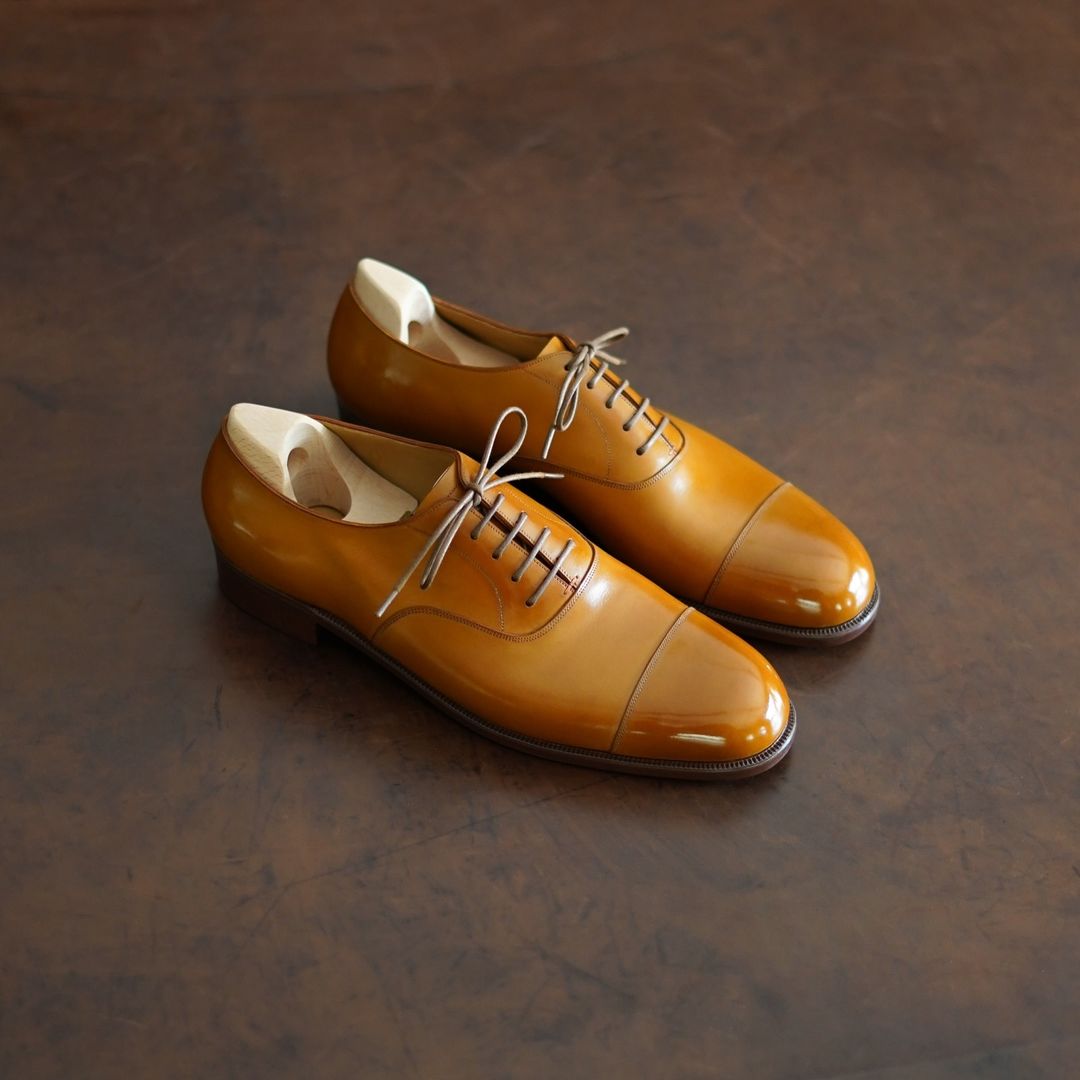 Just Completed - Bespoke Cap Oxford, Made In Our Exclusive  Custom Finish Tan Calf-(Buy 2 Free Shipping✔️)