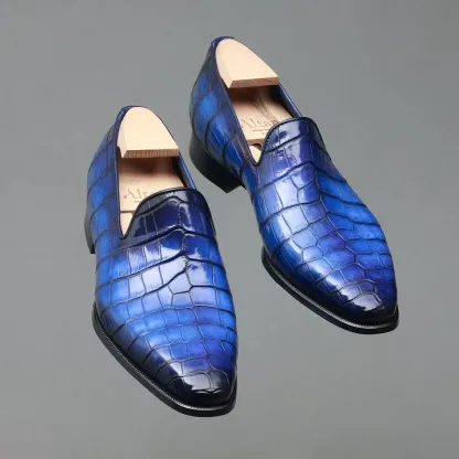 Electric Blue Crocodile Whole Cut Loafer