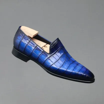 Electric Blue Crocodile Whole Cut Loafer