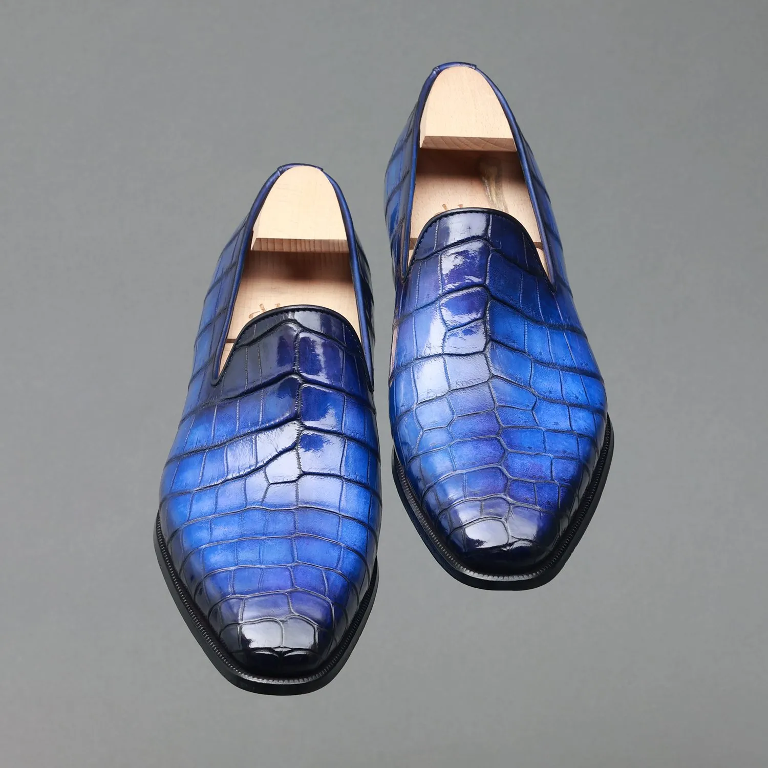 Electric Blue Crocodile Whole Cut Loafer