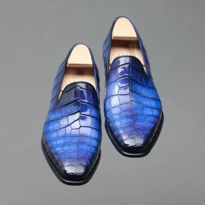 Electric Blue Crocodile Whole Cut Loafer