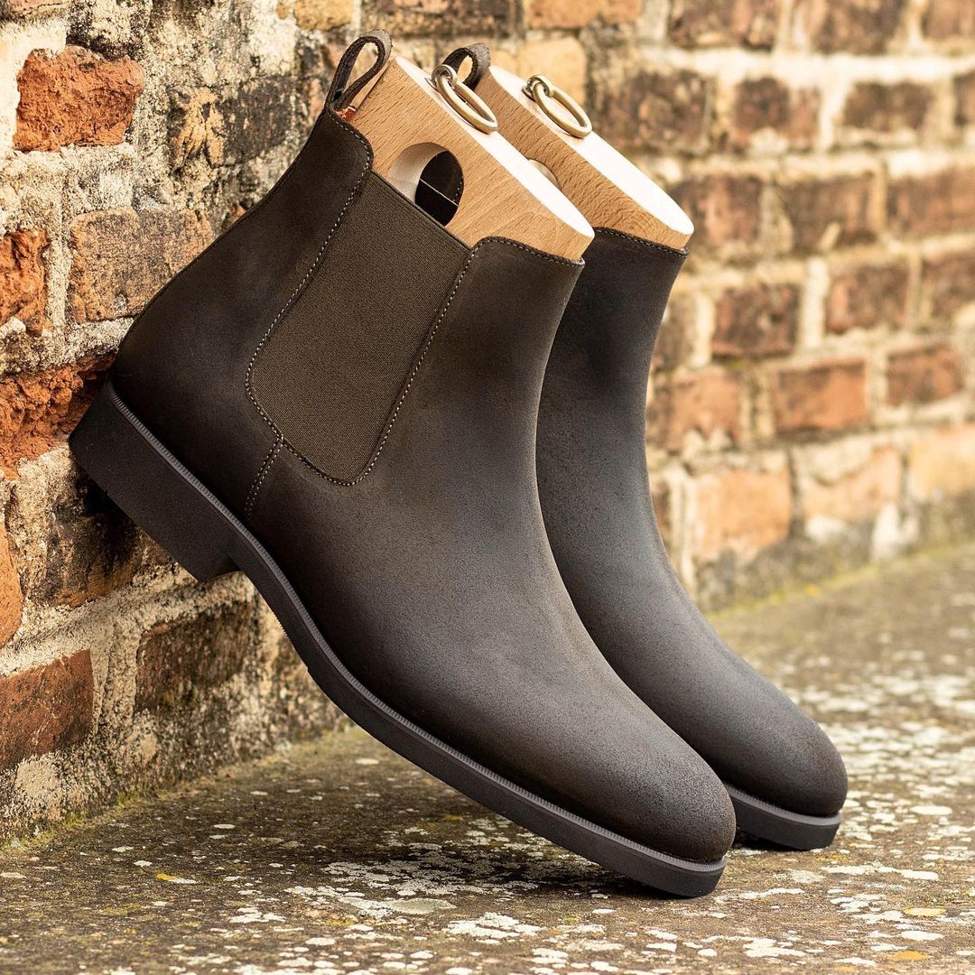 Show The Waxed Suede To Our MTO Production Plan. Crafted From Goodyear Welt Brown Waxed Suede Chelsea Boots With An Ultra-light Rubber Sole-(Buy 2 Free Shipping✔️)
