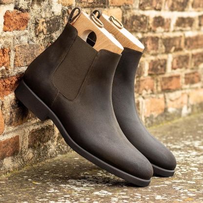 Show The Waxed Suede To Our MTO Production Plan. Crafted From Goodyear Welt Brown Waxed Suede Chelsea Boots With An Ultra-light Rubber Sole-(Buy 2 Free Shipping✔️)