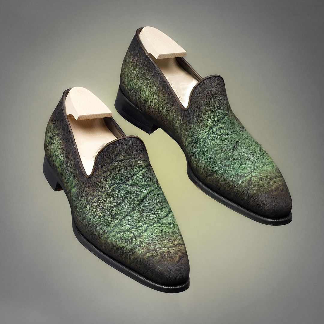 Loafers Cut All Over Precious Leather - Charred Jungle Green-(Buy 2 Free Shipping✔️)