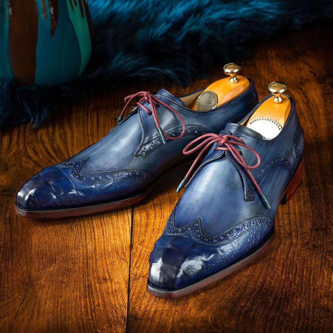 Goodyear Welted Wingtip Derby Shoes Olive & Tan-(Buy 2 Free Shipping✔️)