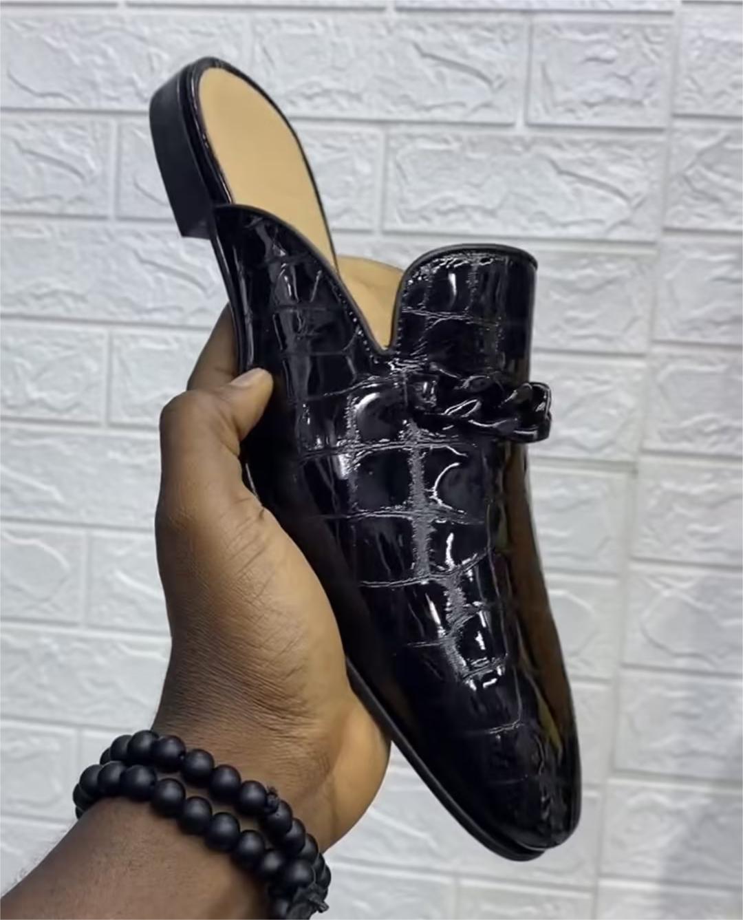 Top Quality Leather Pure Black Men's Shoes-(Buy 2 Free Shipping✔️)