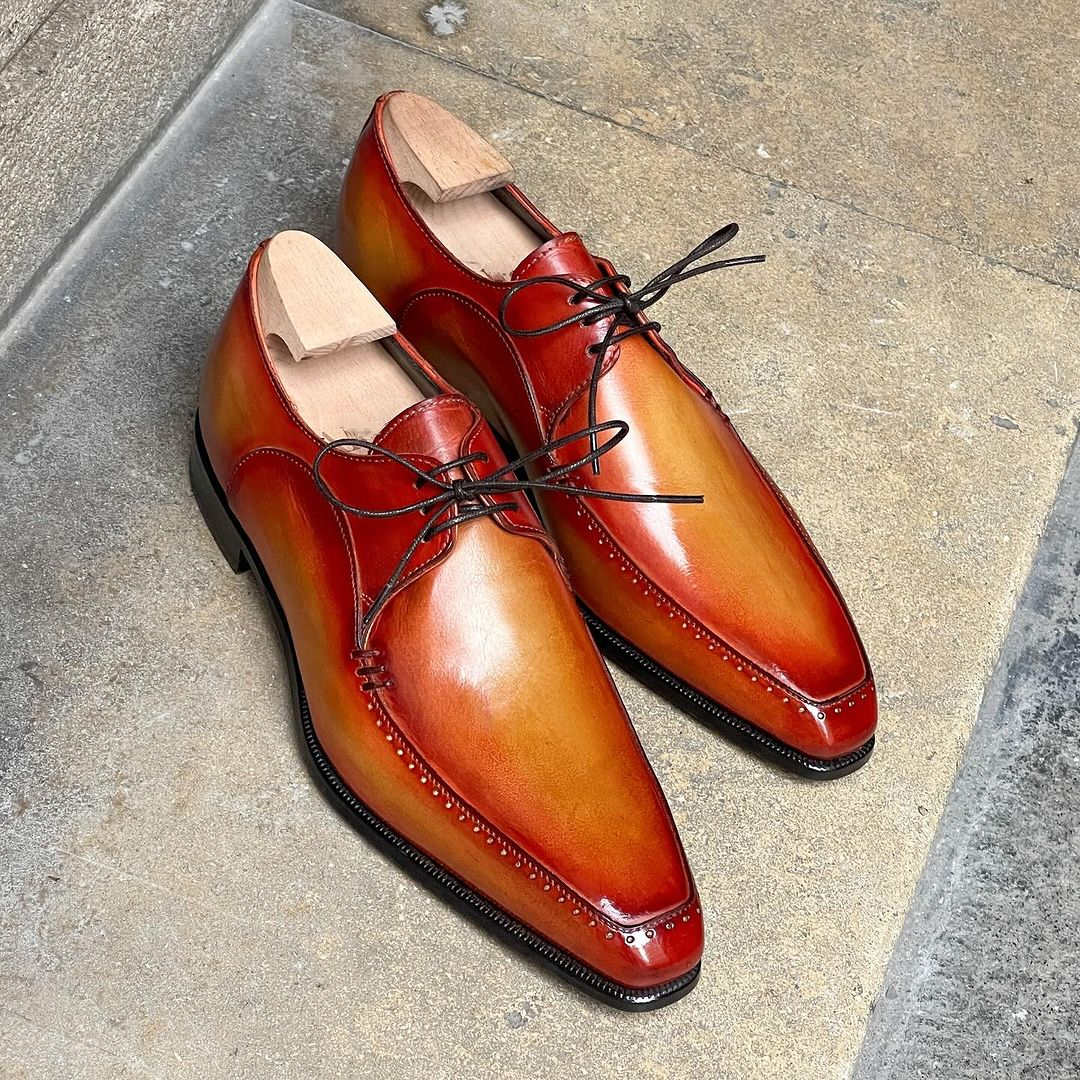 Derby 3 Eyelets - Light Tan Patina-(Buy 2 Free Shipping✔️)