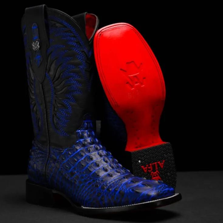 Blue Caiman Neck – Square Toe
