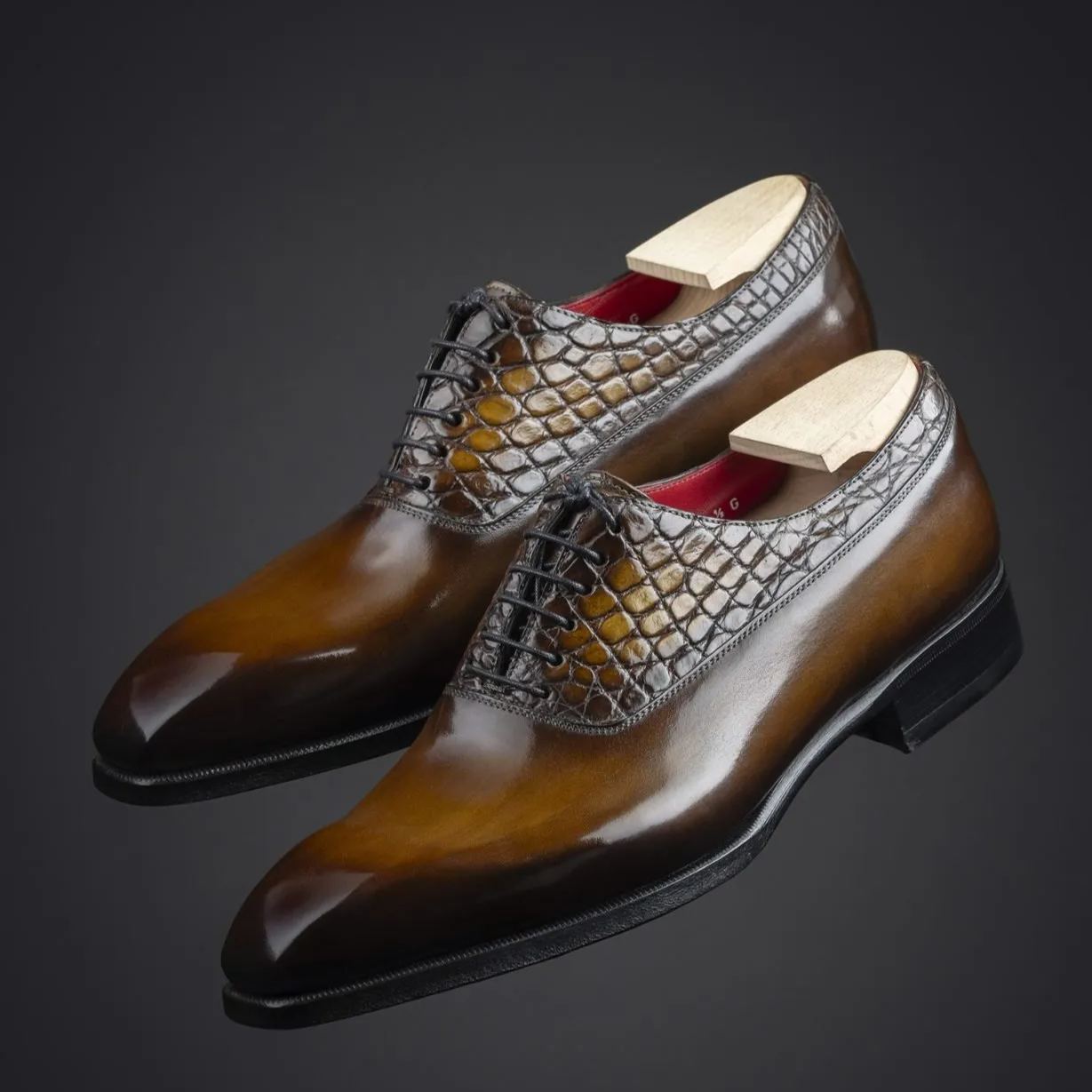 Balmoral Oxford’s In Calf Leather And Crocodile