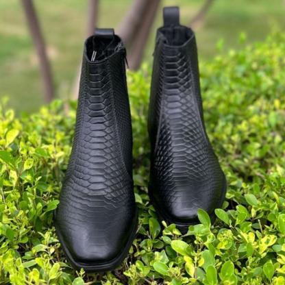 Genuine Leather Chelsea In Corodile And Snake Pattern Boots