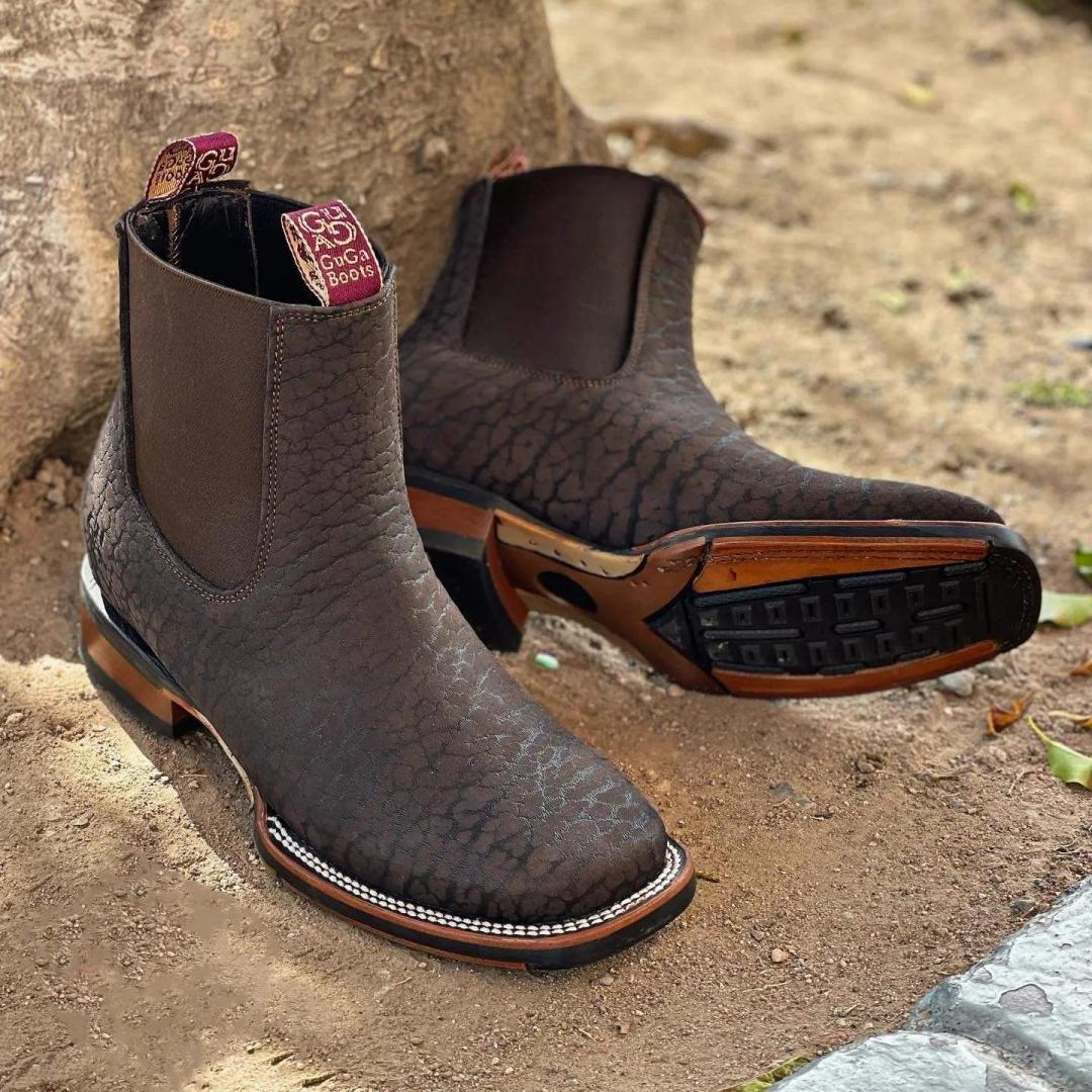 Vintage Textured Cowhide Cowboy Boots