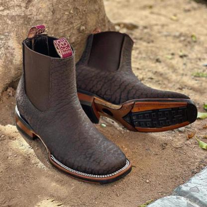 Vintage Textured Cowhide Cowboy Boots