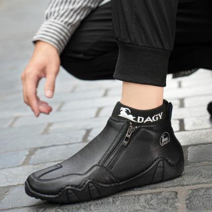 Men's All Seasons Lightweight Leather Easy On and Off Side-zippered Outdoor Work Boots-(Buy 2 Free Shipping✔️)