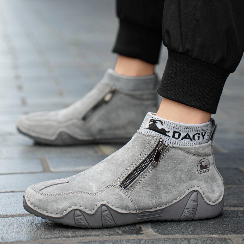 Men's All Seasons Lightweight Leather Easy On and Off Side-zippered Outdoor Work Boots-(Buy 2 Free Shipping✔️)