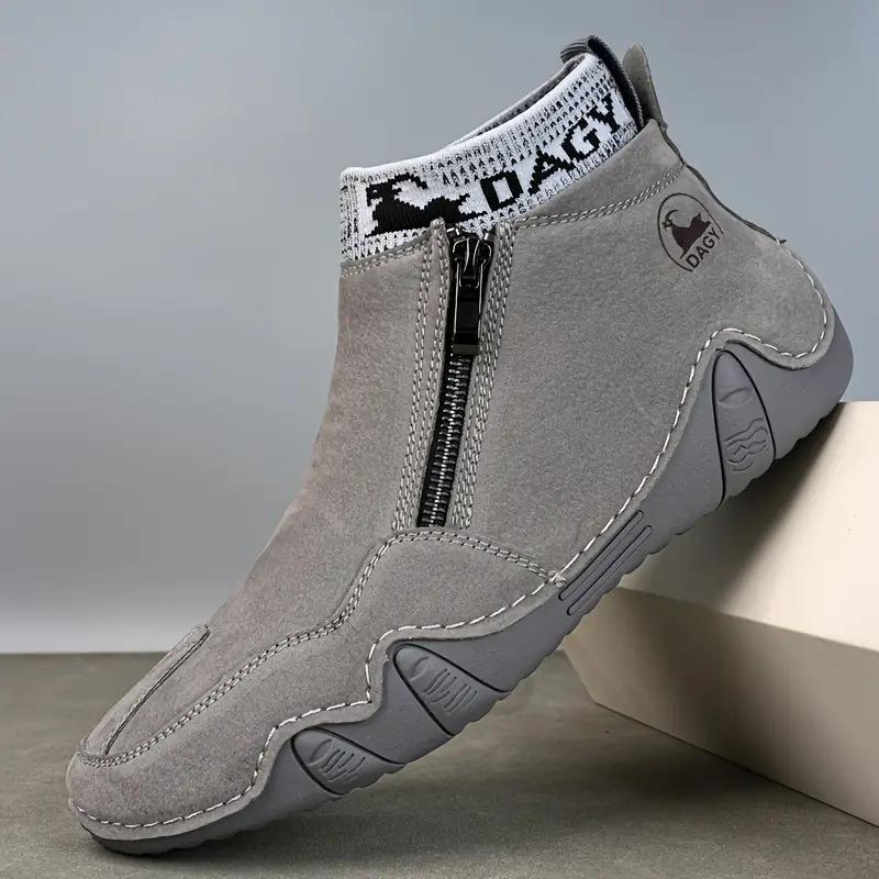 Men's All Seasons Lightweight Leather Easy On and Off Side-zippered Ou