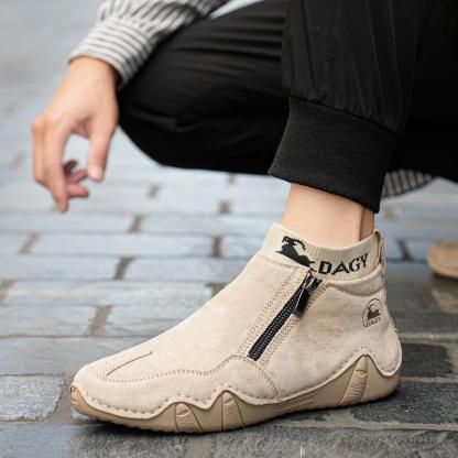 Men's All Seasons Lightweight Leather Easy On and Off Side-zippered Outdoor Work Boots-(Buy 2 Free Shipping✔️)