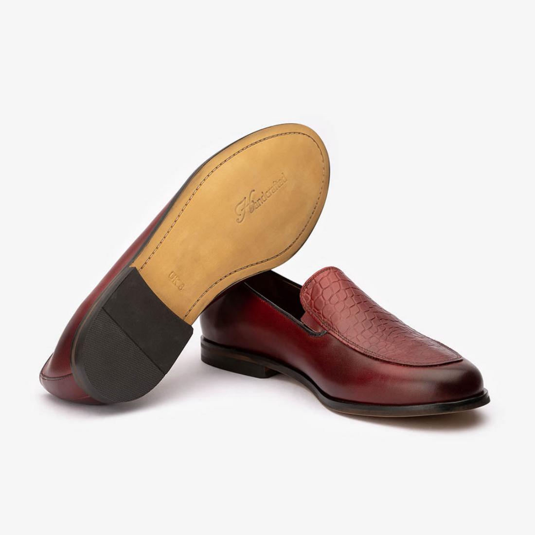 Perforated Loafers With Croco Detail