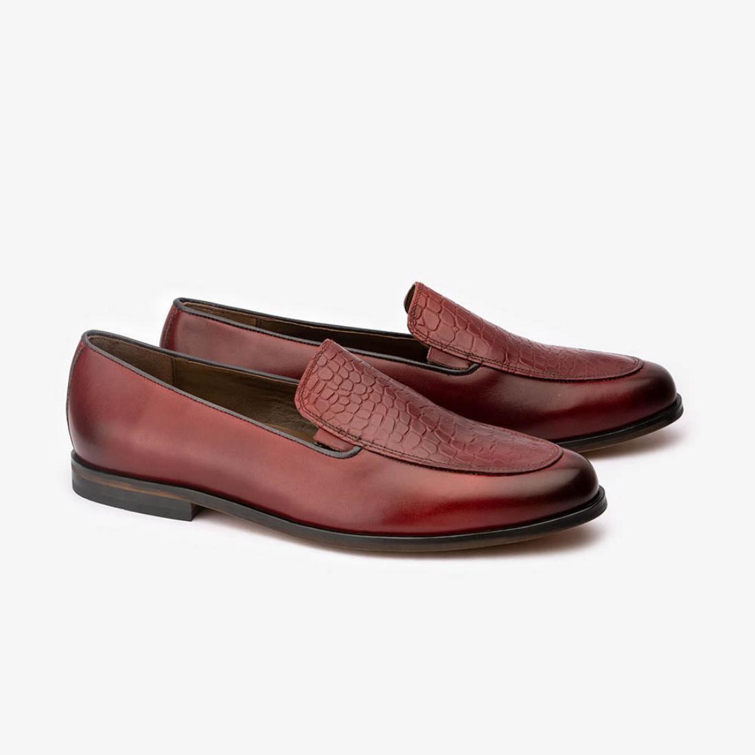 Perforated Loafers With Croco Detail