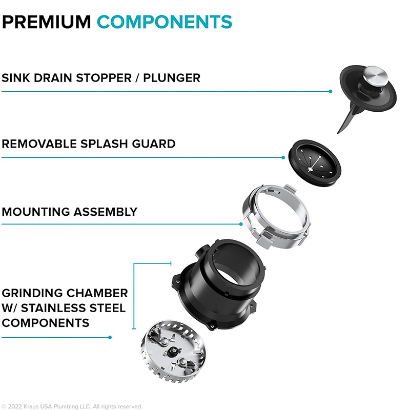 Garbage Disposal with Ultra-Quiet Motor for Kitchen Sinks 